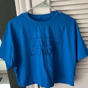 Blue Lululemon Cropped T-Shirt